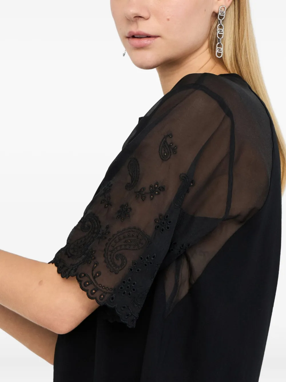 LIU JO T-shirt met paisley-borduurwerk Zwart