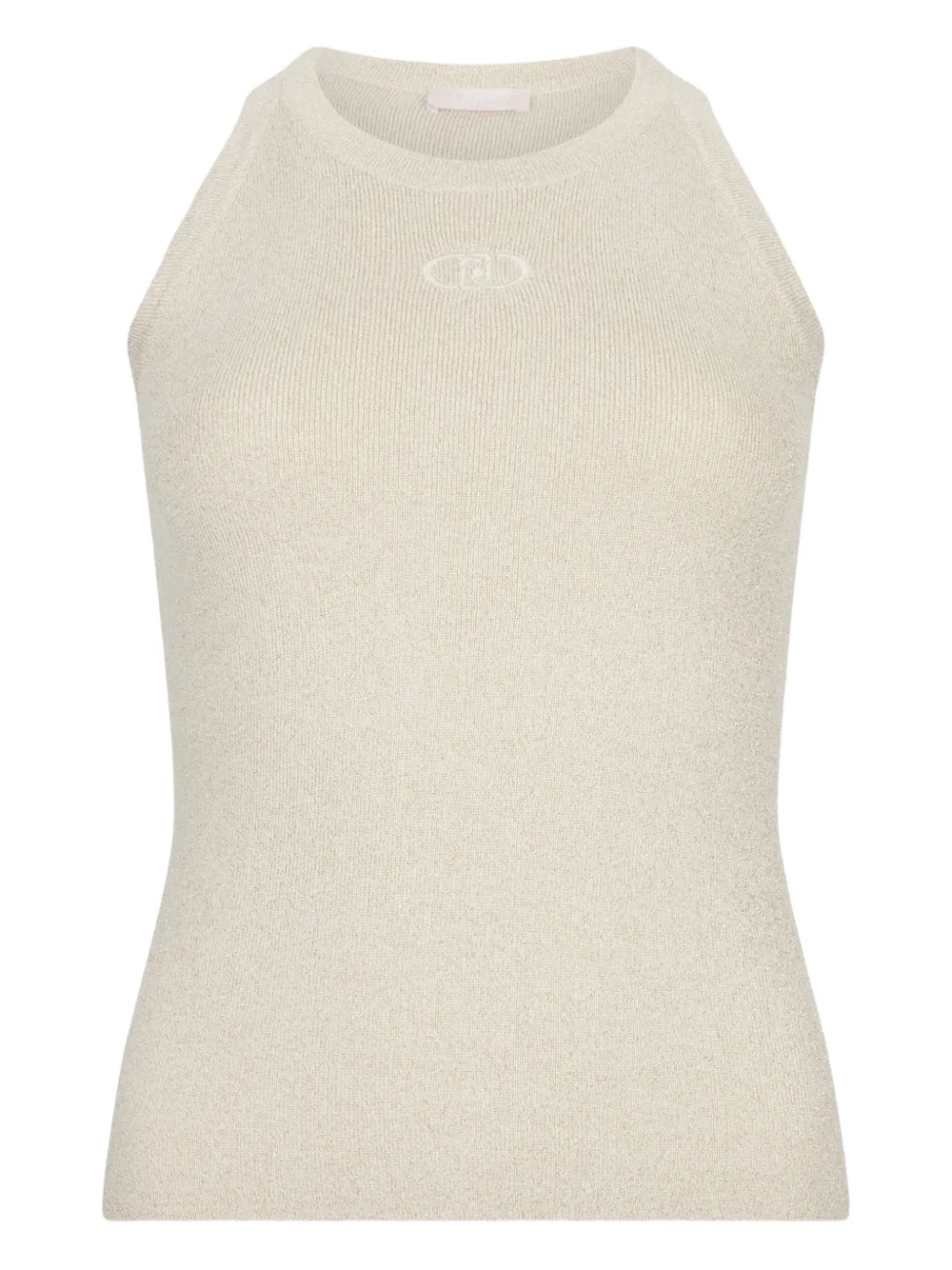 LIU JO logo-embroidered top Beige