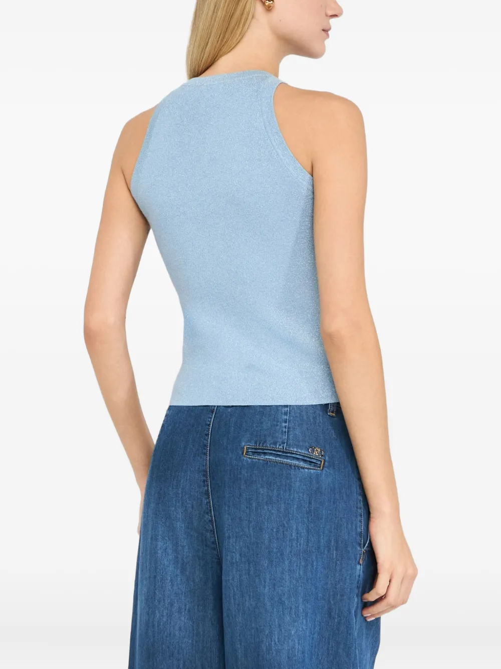 LIU JO Top met geribbeld logo Blauw
