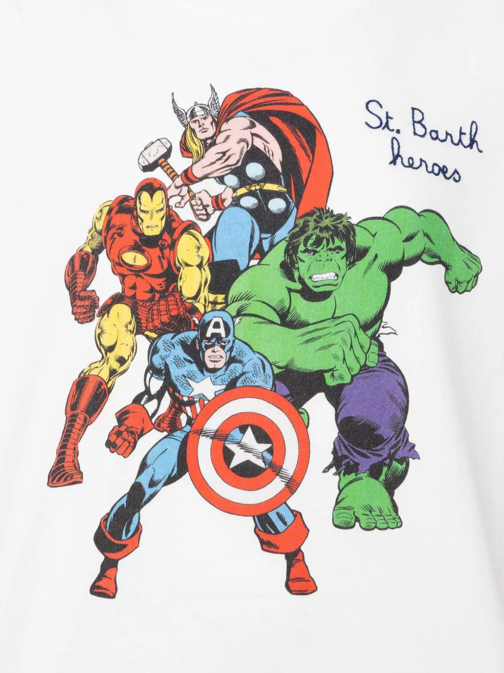 MC2 Saint Barth Kids x Marvel Heroes T-shirt met print Wit