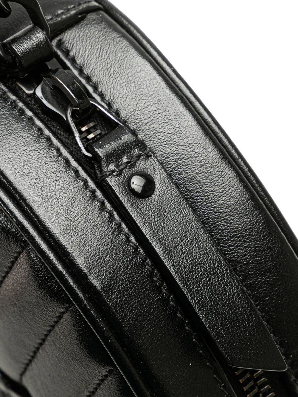Pre-owned Saint Laurent 2019 Chevron Calfskin Round Vinyle Camera Bag Crossbody Bag