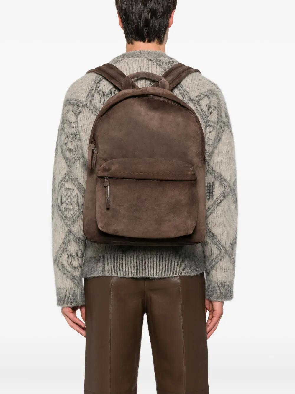 Officine Creative logo detail-zip puller suede backpack | Women | Image 2
