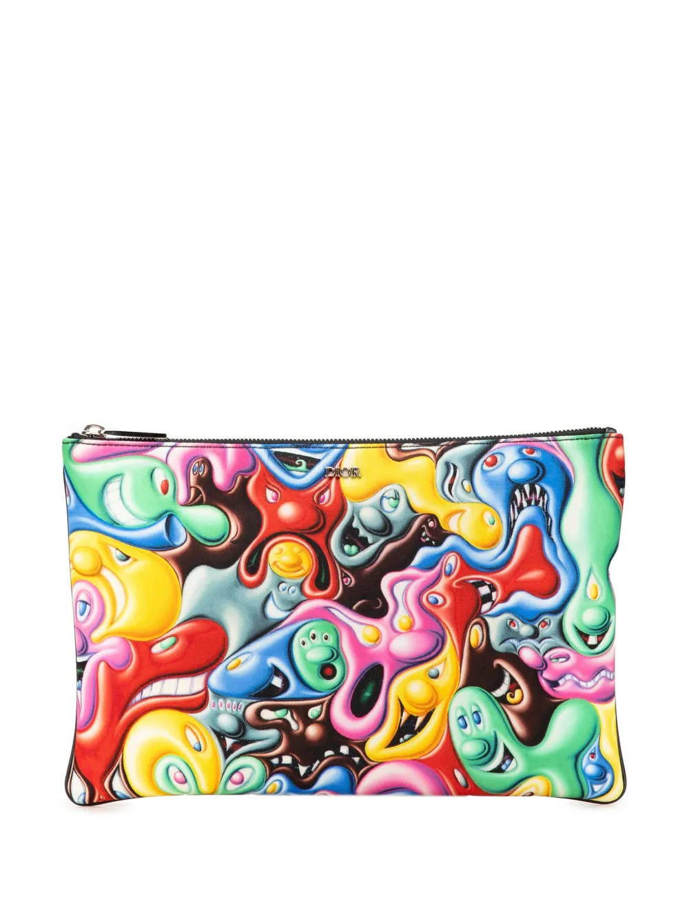 Christian Dior Pre-Owned bolsa de mano Kenny Scharf Printed Nylon Zip Pouch 2021 | amarillo | Image 1