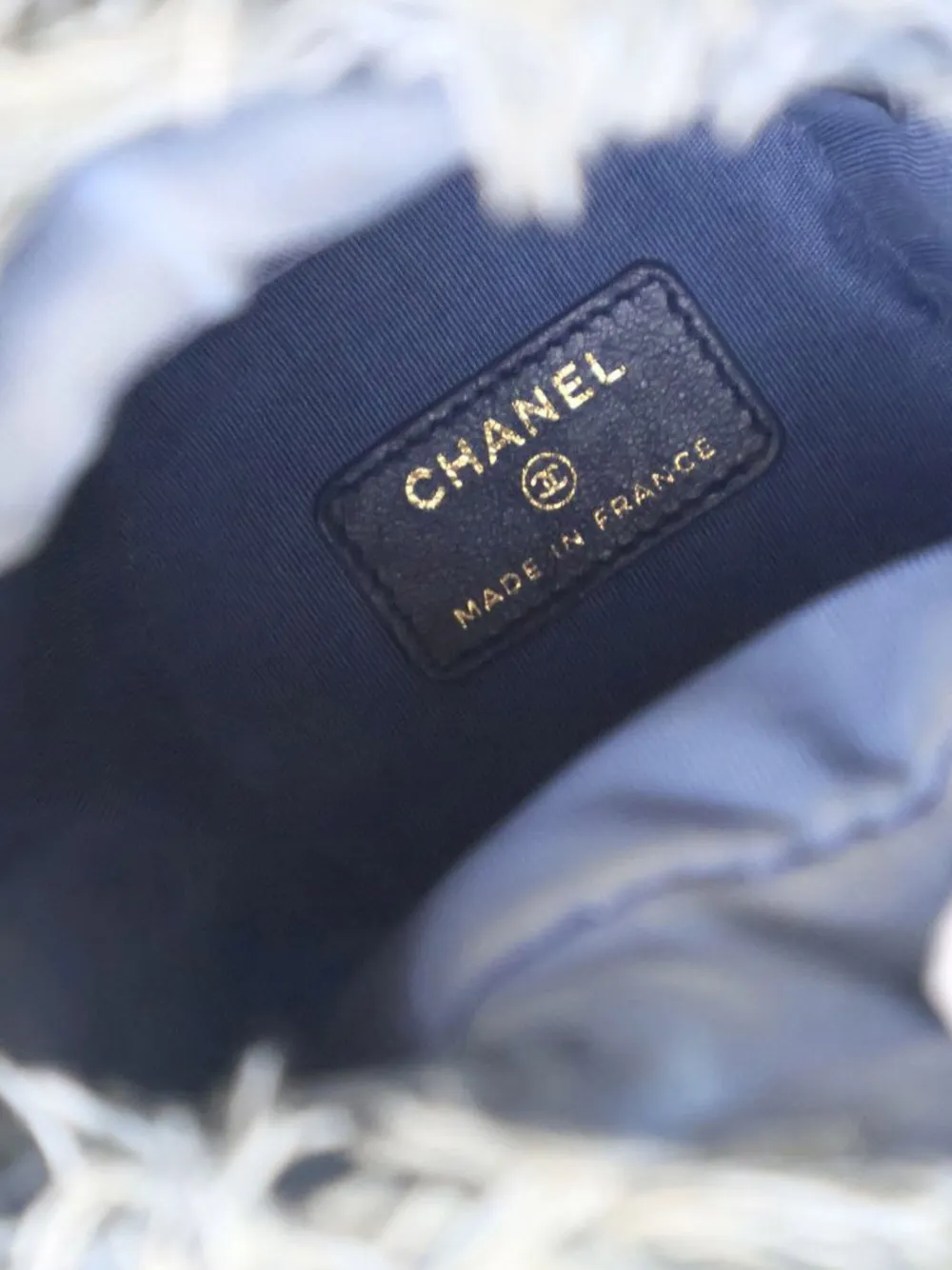 Pre-owned Chanel 2021 Mini Denim Mood With Chain Bucket Bag