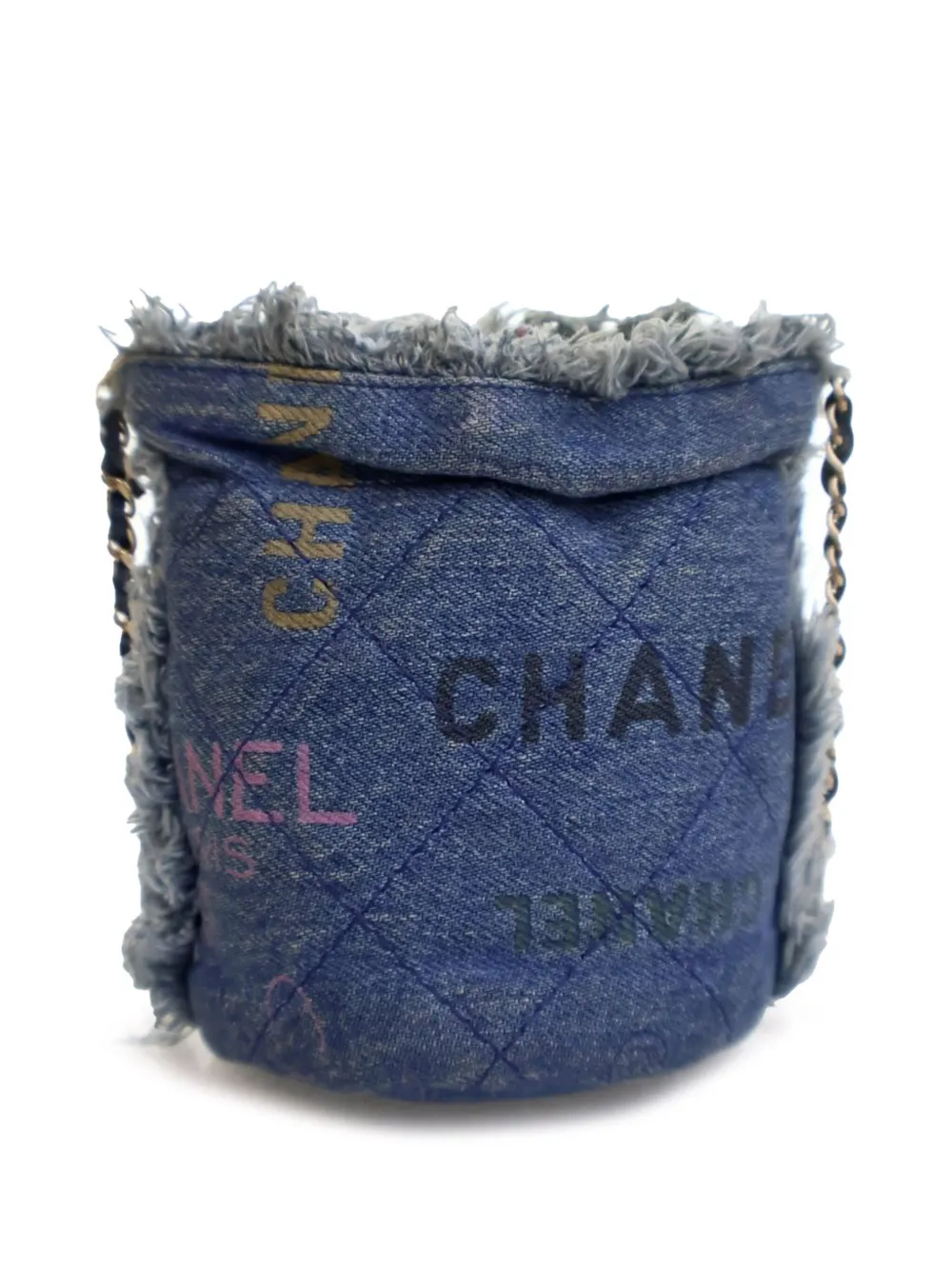 Pre-owned Chanel 2021 Mini Denim Mood With Chain Bucket Bag