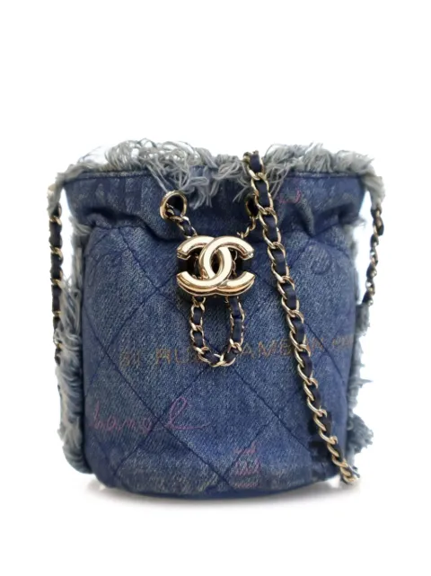 CHANEL Pre-Owned 2021 Mini Denim Mood with Chain bucket bag