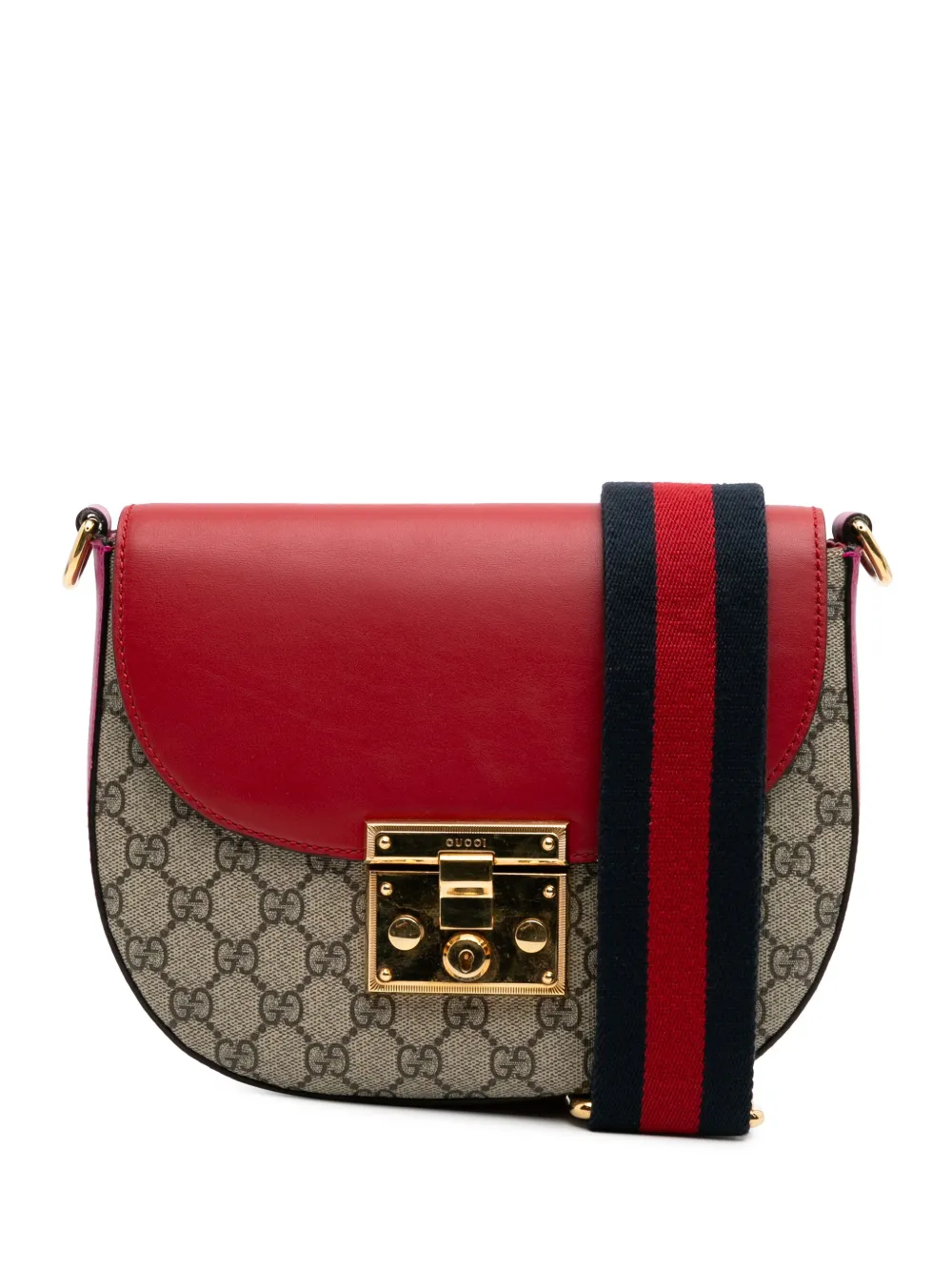 Gucci Pre-Owned 2016-2024 GG Supreme Web Padlock crossbody bag | Brown | Image 1