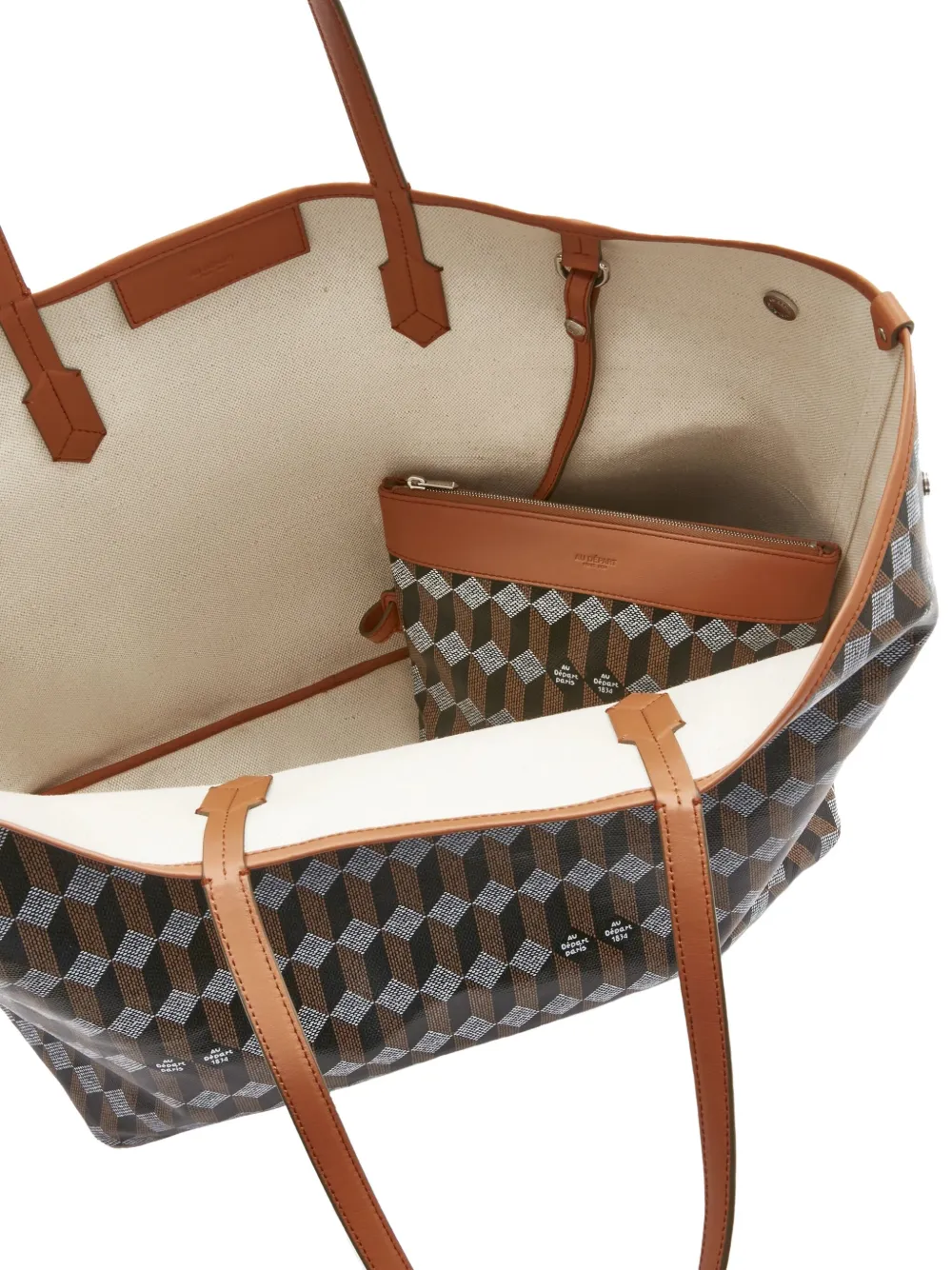 Au Départ Shopper met geometrisch patroon Bruin