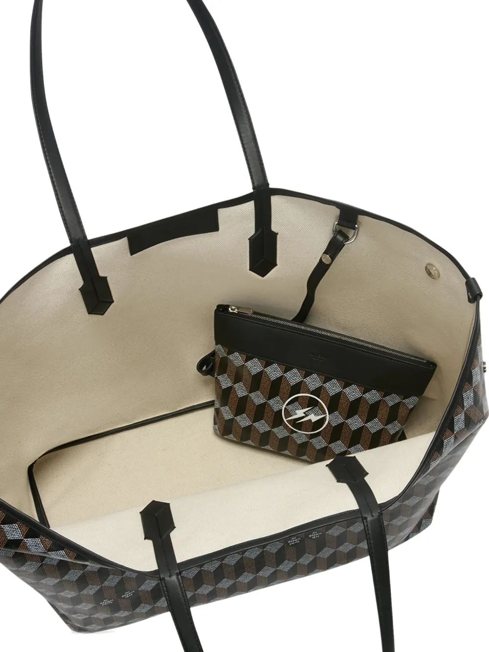 Au Départ Shopper met geometrisch patroon Bruin