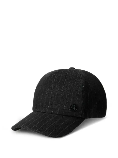 Maison Michel pinstriped logo-plaque cap