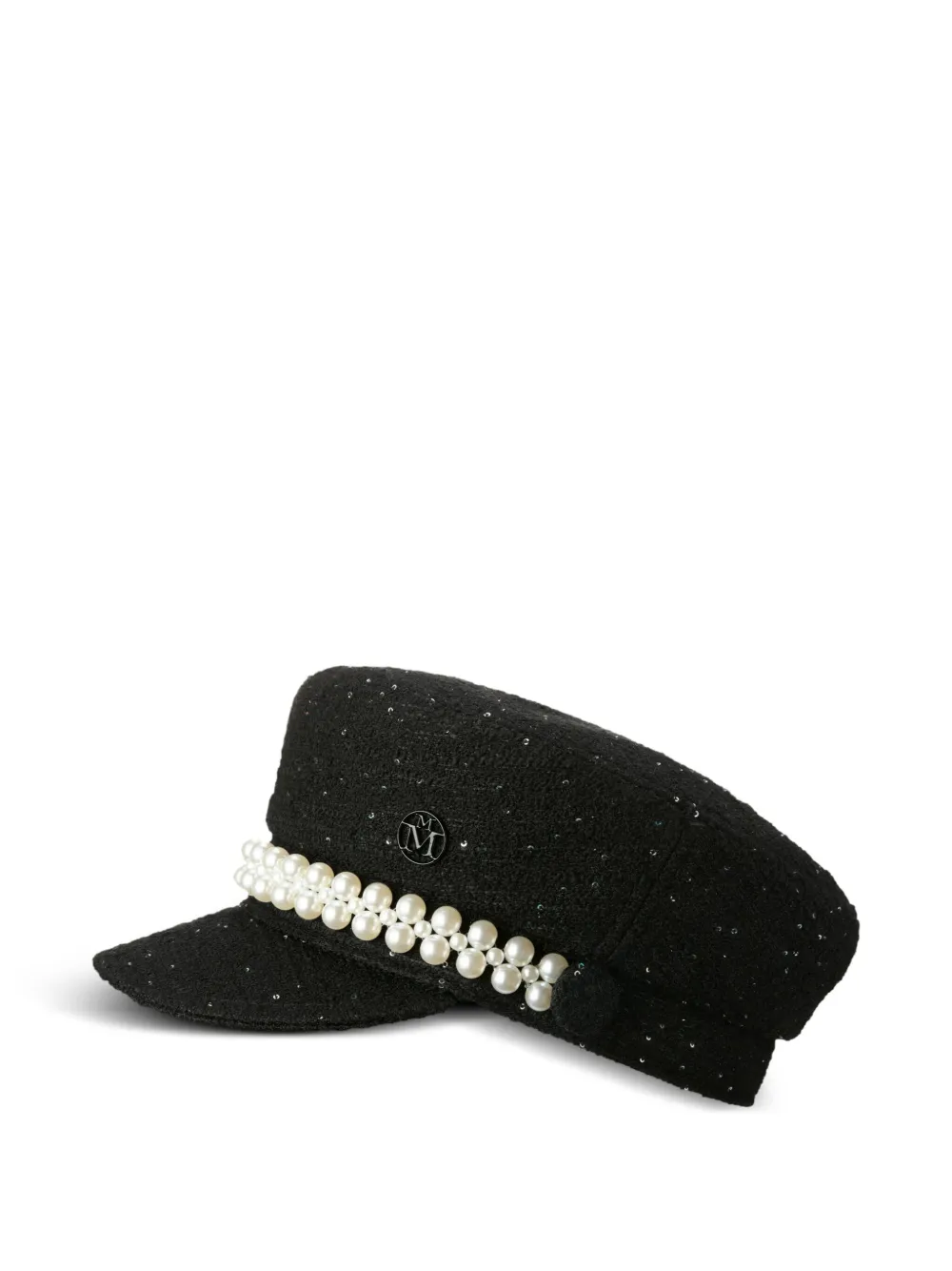 pearl-embellished cap