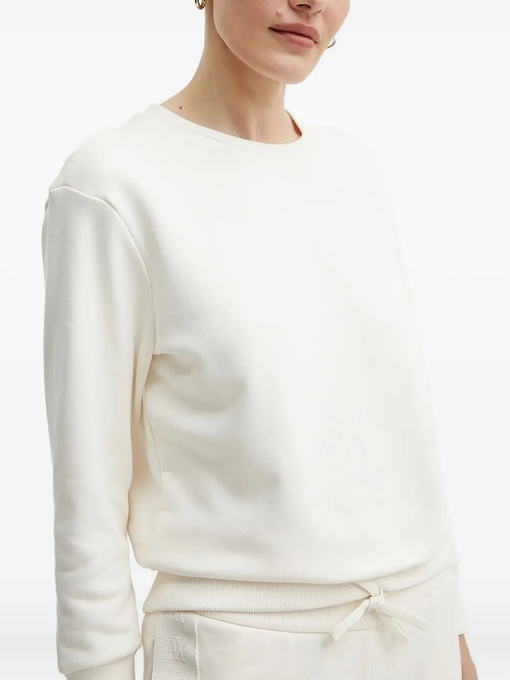 Armani Exchange Ribbed-hem Cotton Sweatshirt In White