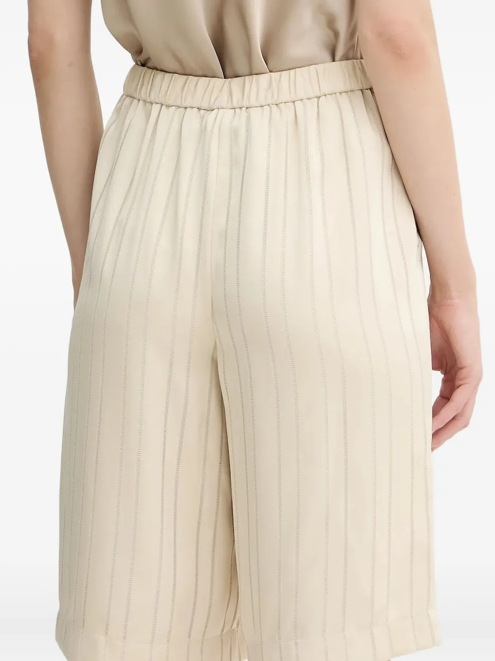 Armani Exchange Pinstripe Elastic-waist Shorts In Neutral