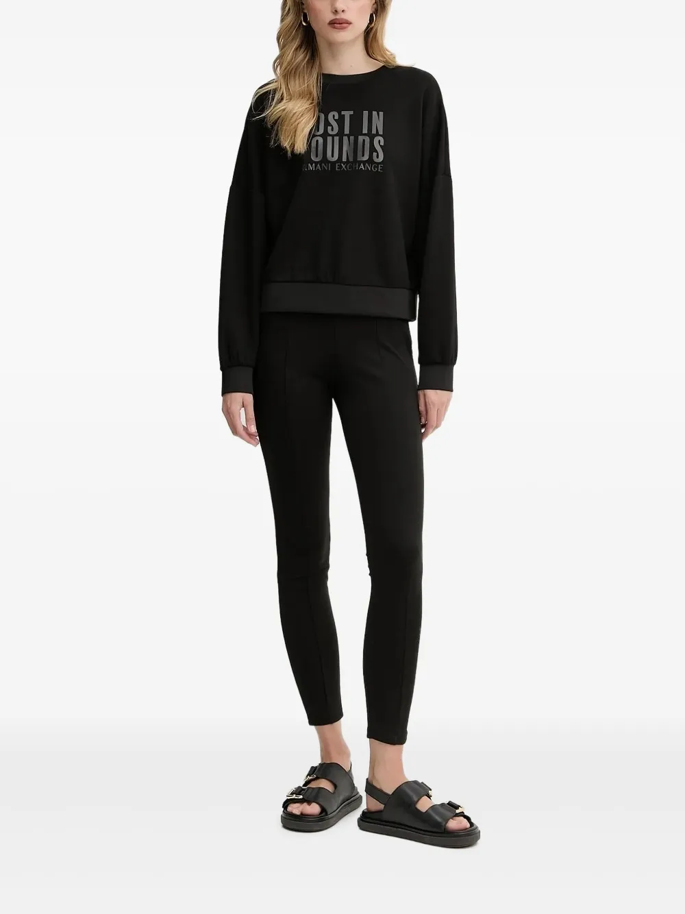 Armani Exchange ribbed crew-neck sweatshirt | Black | Image 1