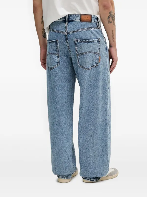 Armani Exchange logo-patch wide-leg Jeans | Blue | FARFETCH JO