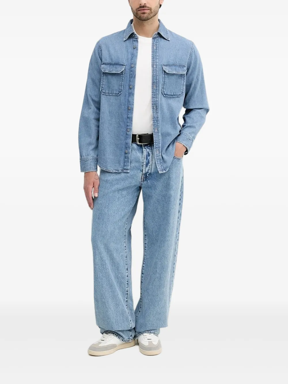 Armani Exchange logo-patch wide-leg jeans | Blue | Image 1