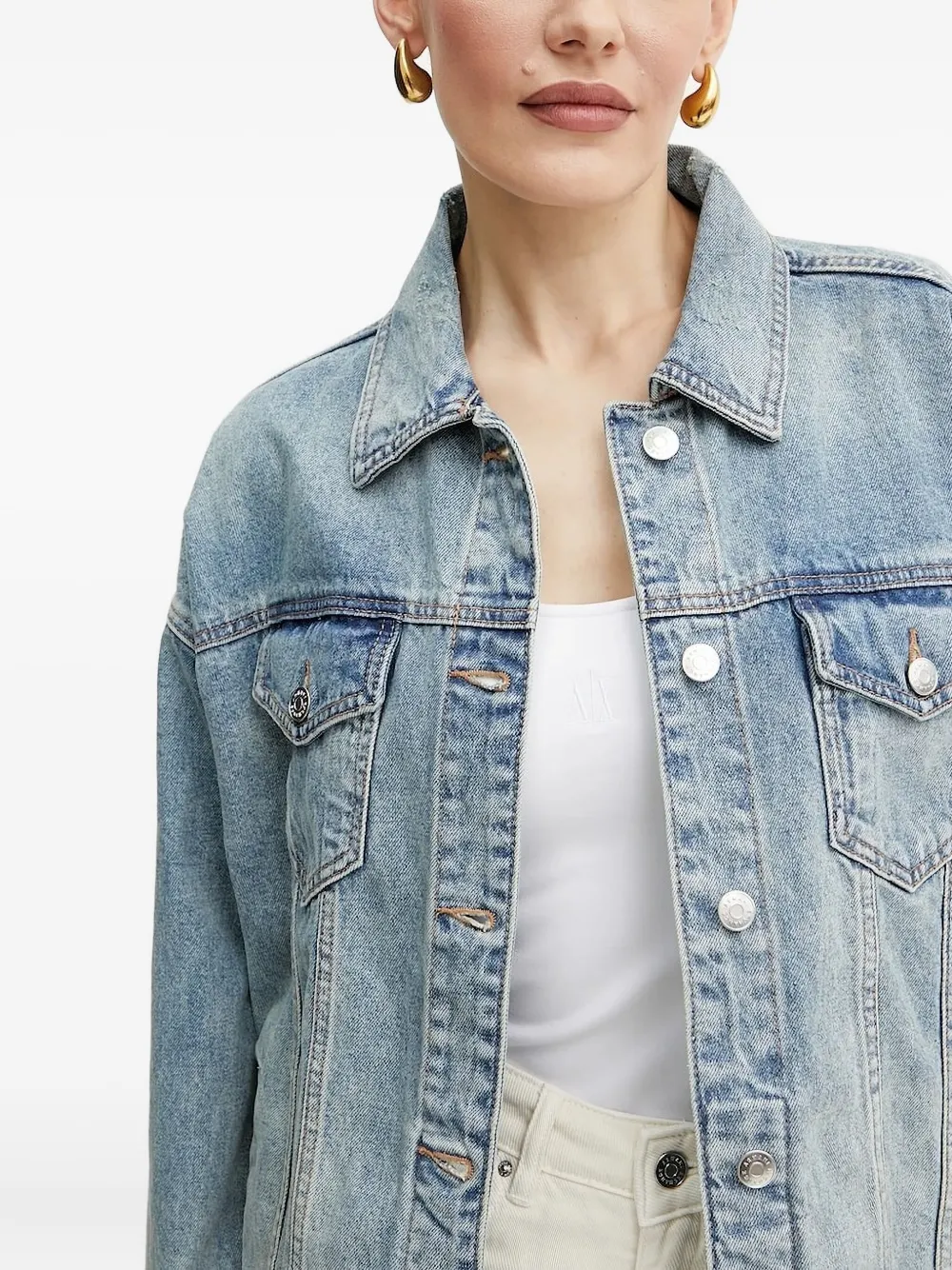 Armani Exchange Button-fastening Denim Jacket In Black