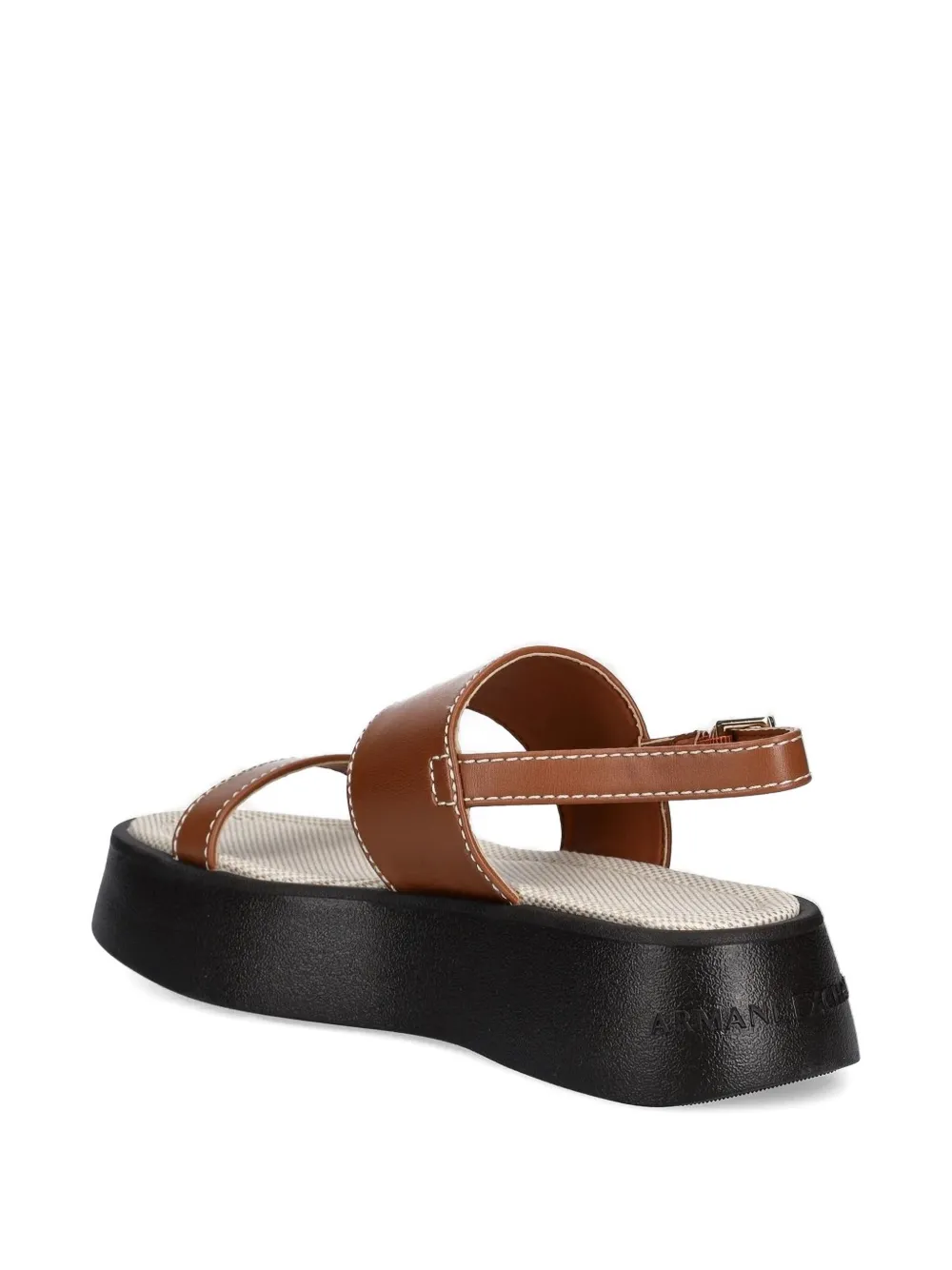 Armani Exchange buckled platform sandals Brown