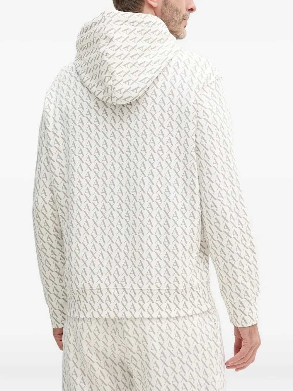 Armani Exchange logo-print hoodie Beige