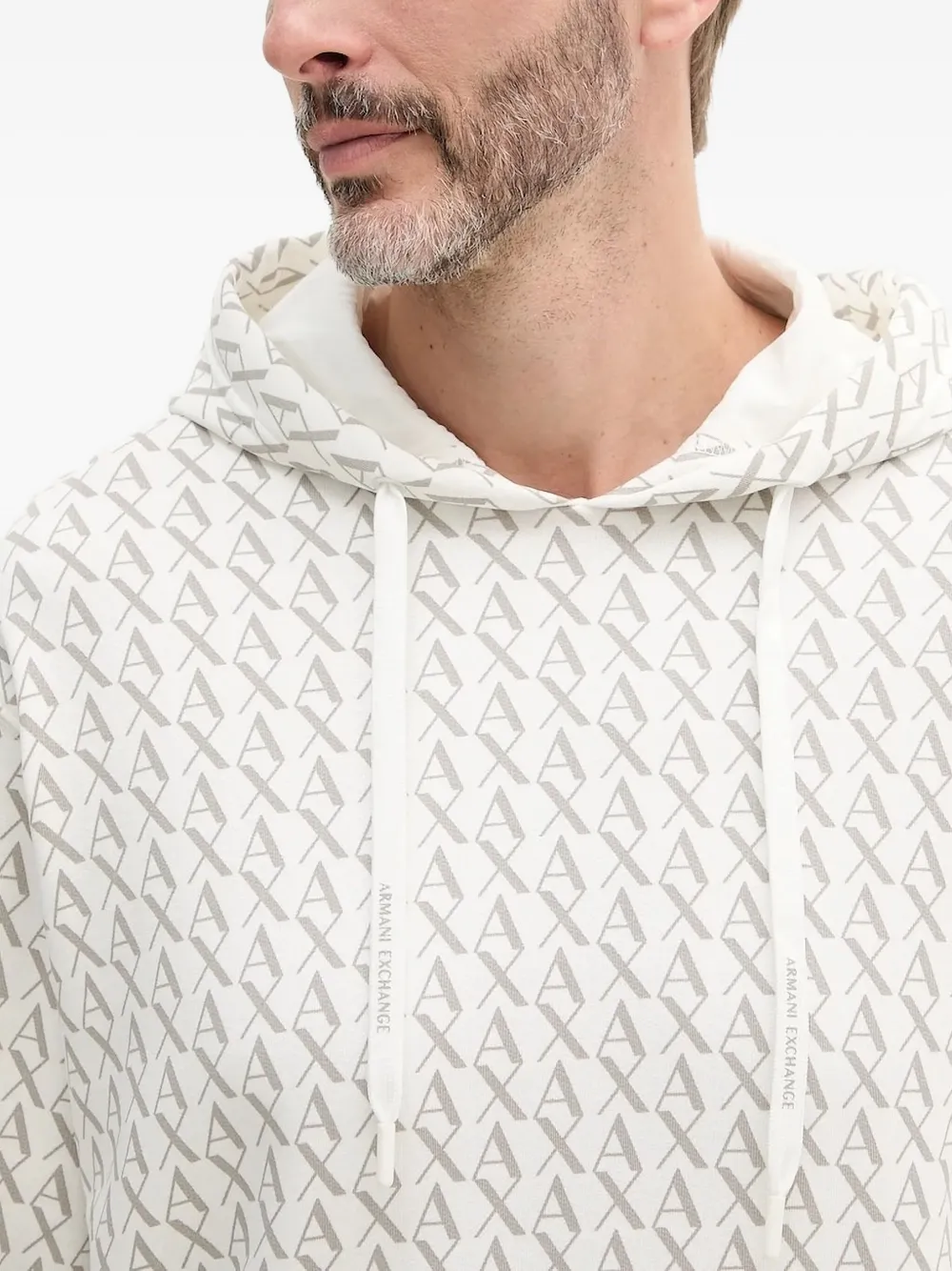 Armani Exchange logo-print hoodie Beige
