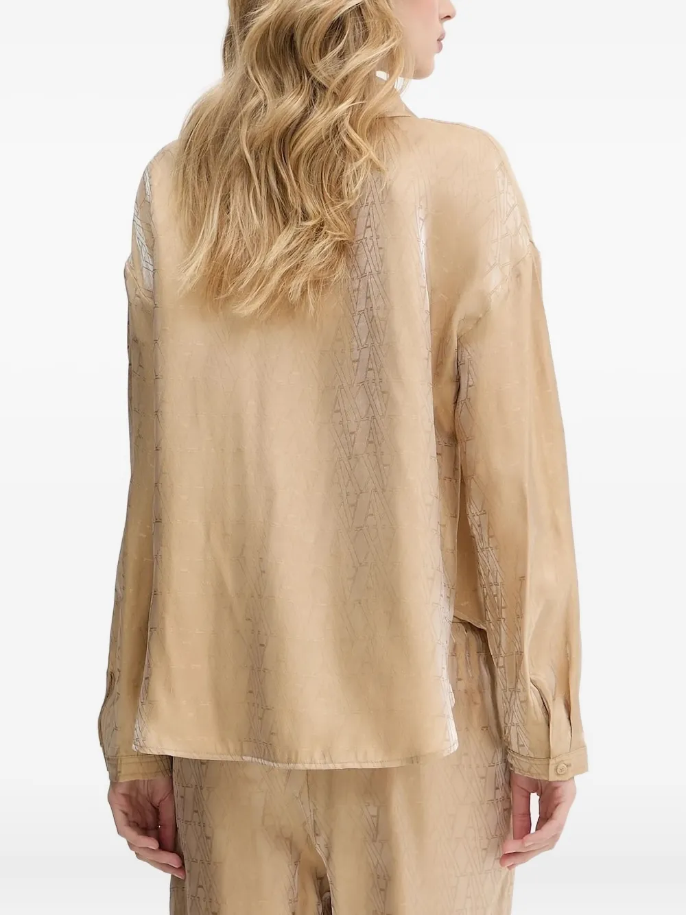Armani Exchange Blouse met monogram-patroon en kraag - Beige