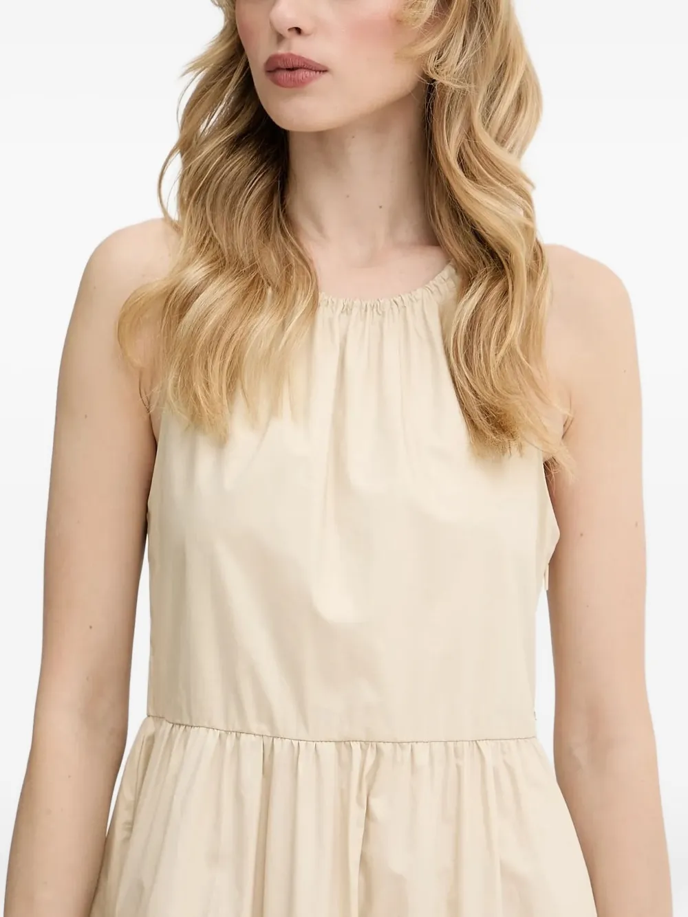Armani Exchange halter-neck tiered midi dress Beige