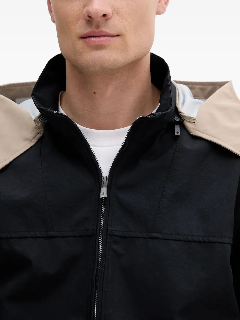 Armani Exchange contrast-hood jacket Zwart