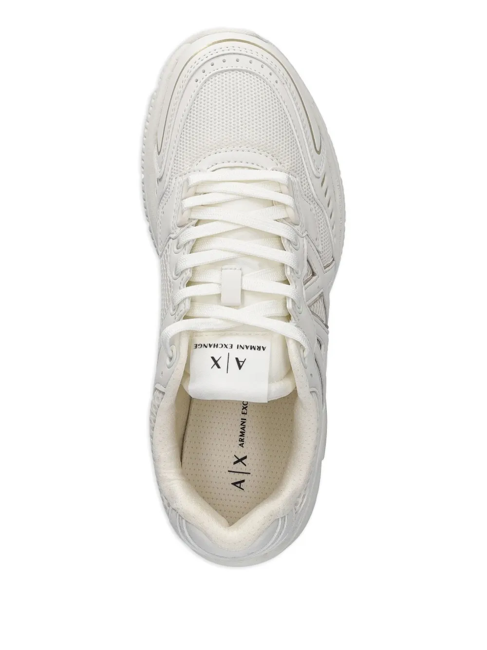 Armani Exchange Mesh-panelled Lace-up Sneakers In White