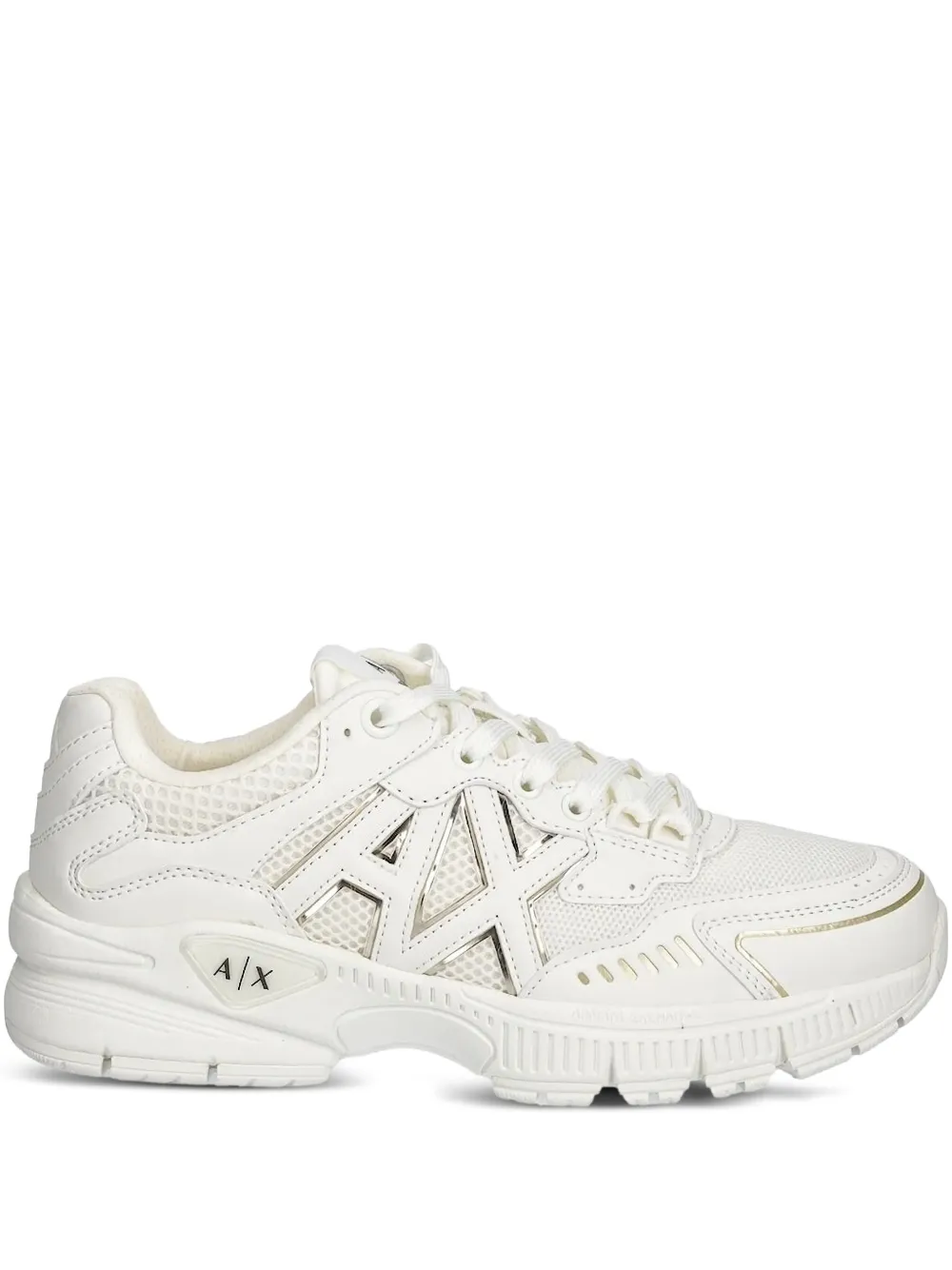 Armani Exchange Mesh-panelled Lace-up Sneakers In White