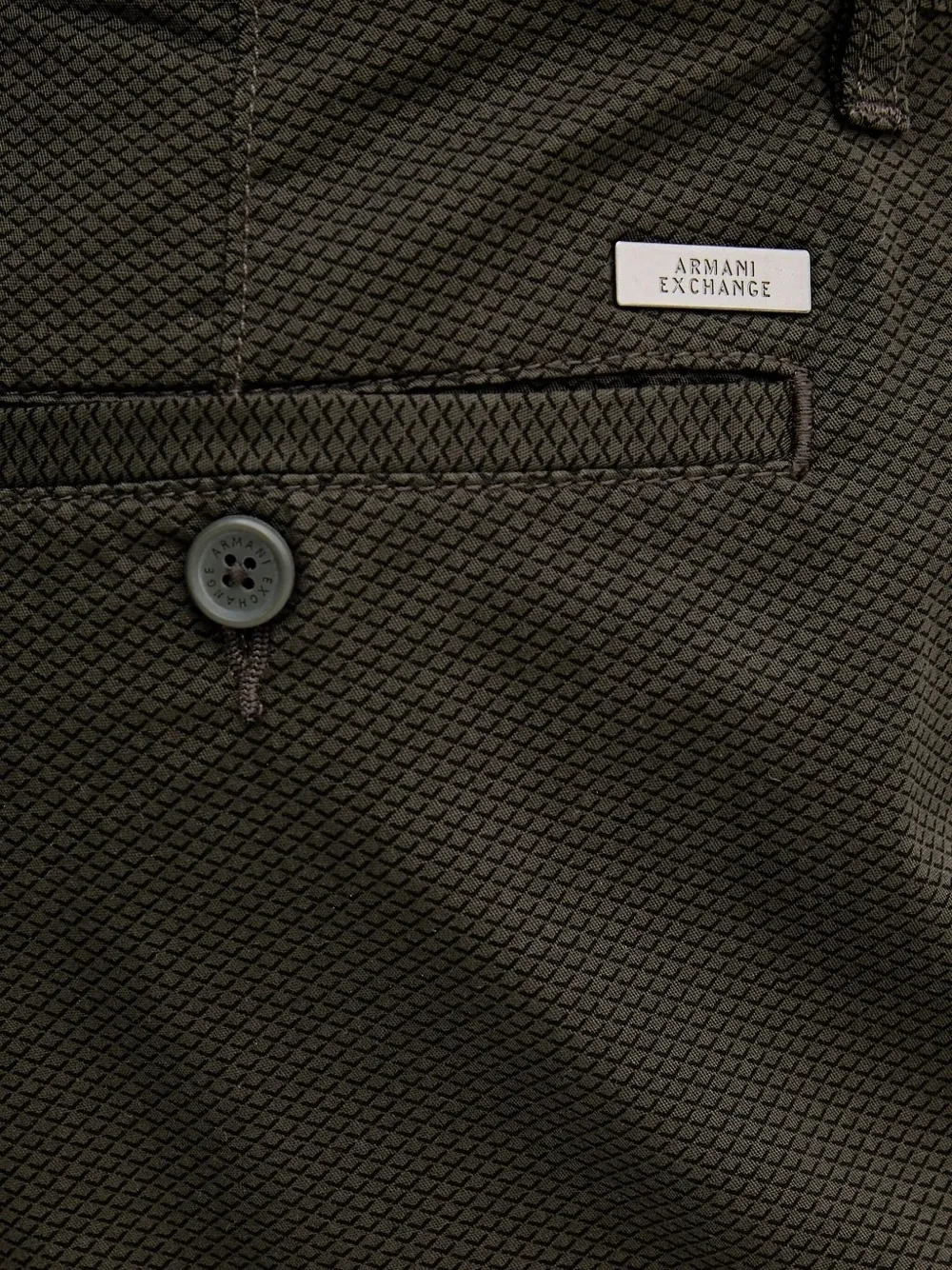 Armani Exchange Geometric-pattern Straight-leg Trousers In Brown