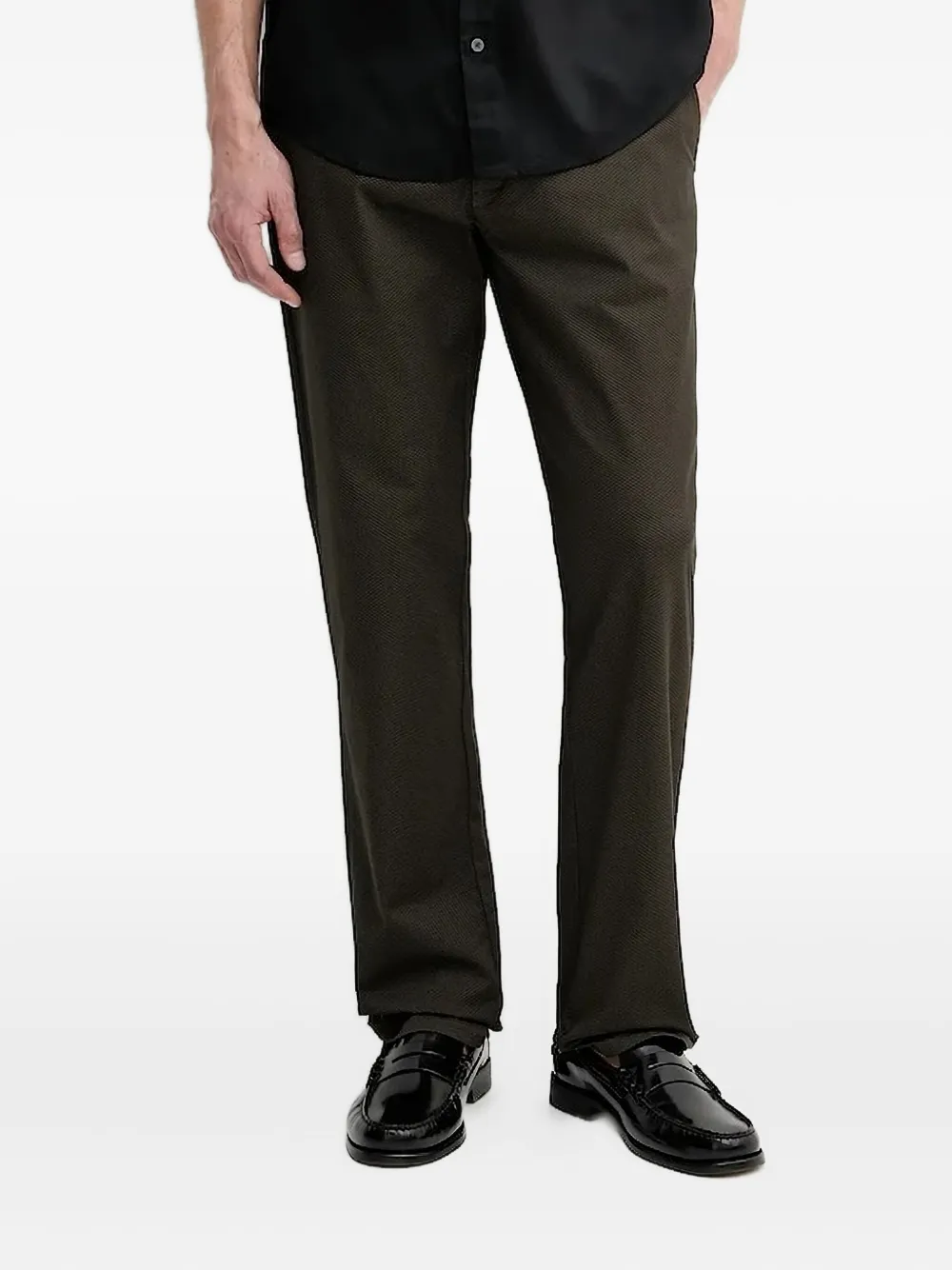 Armani Exchange geometric-pattern straight-leg trousers | Green | Image 1