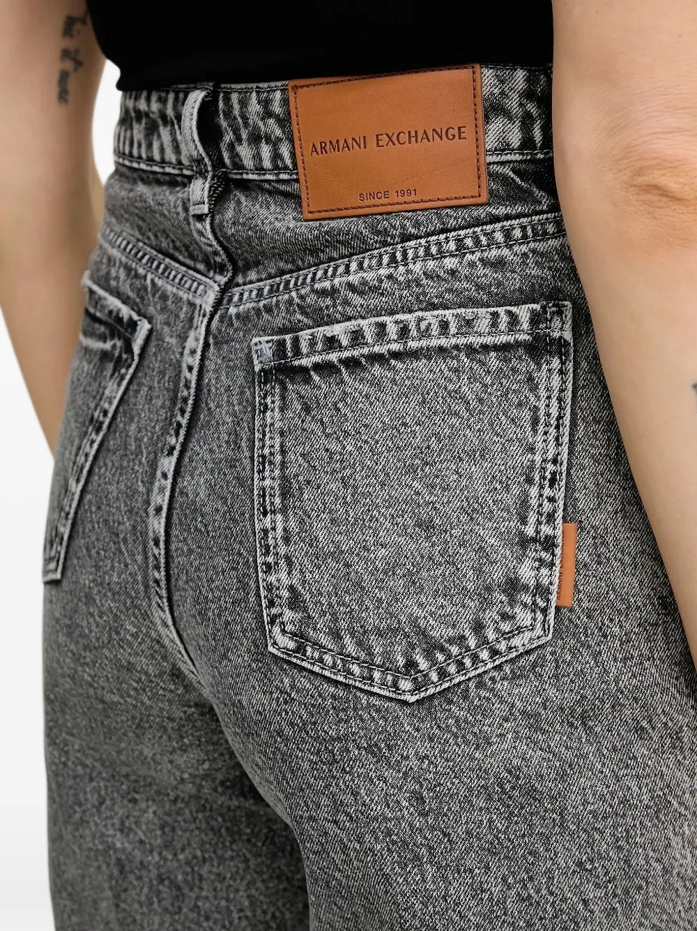 Armani Exchange Acid-wash Jeans In Gray