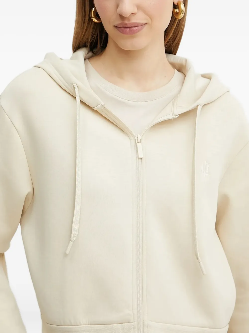 Armani Exchange Hoodie met rits Beige