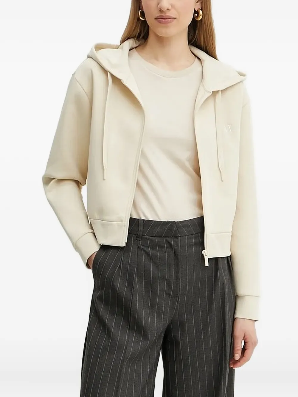 Armani Exchange zip-front hoodie | Neutrals | Image 1