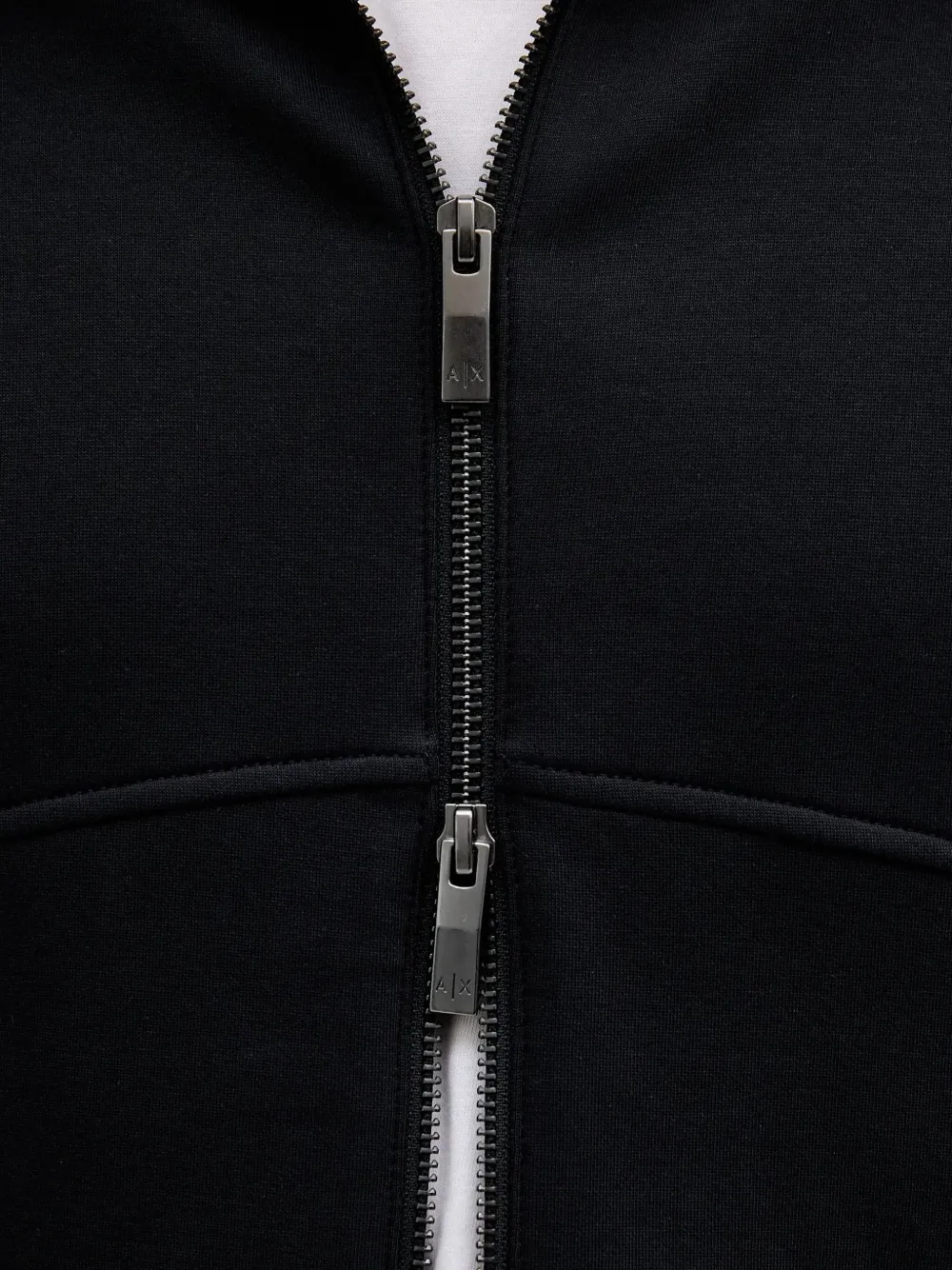 Armani Exchange Panelled Zip-up Hoodie In Black