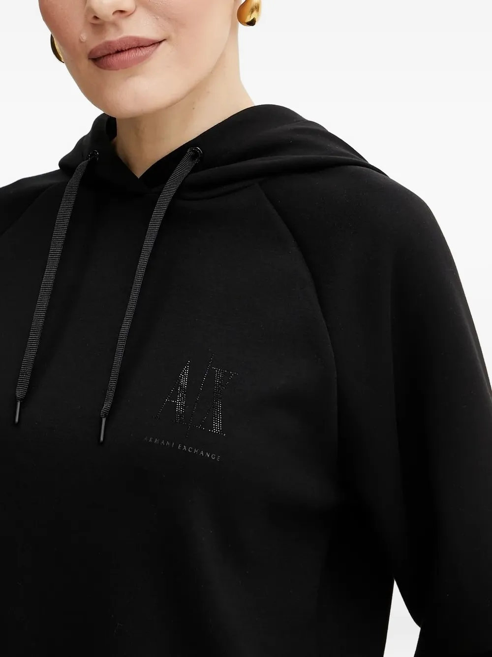 Armani Exchange Hoodie met logodetail Zwart