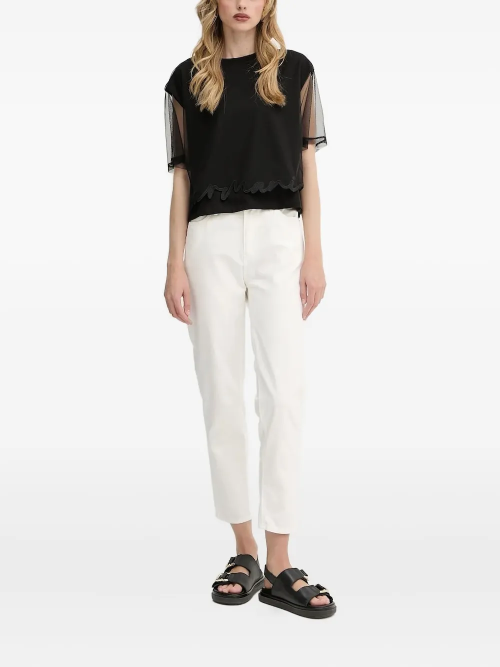 Armani Exchange Cotton-cropp Jeans In White