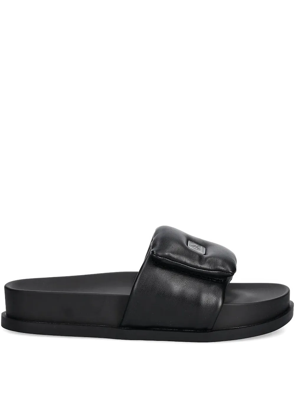 Armani Exchange Padded Logo-detail Slides In Black