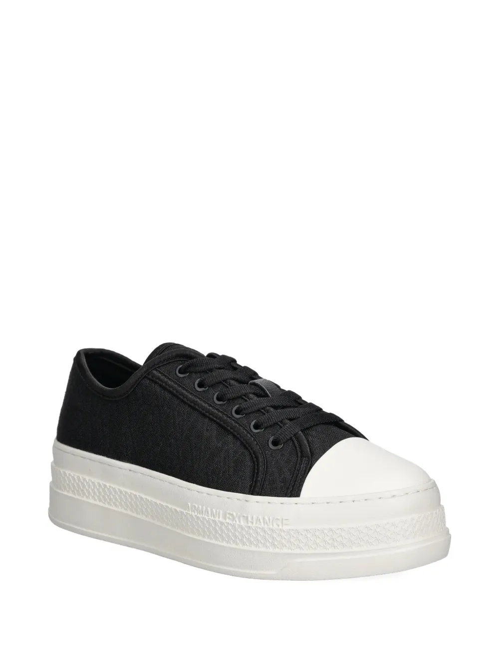 Armani Exchange logo-pattern platform sneakers - Zwart