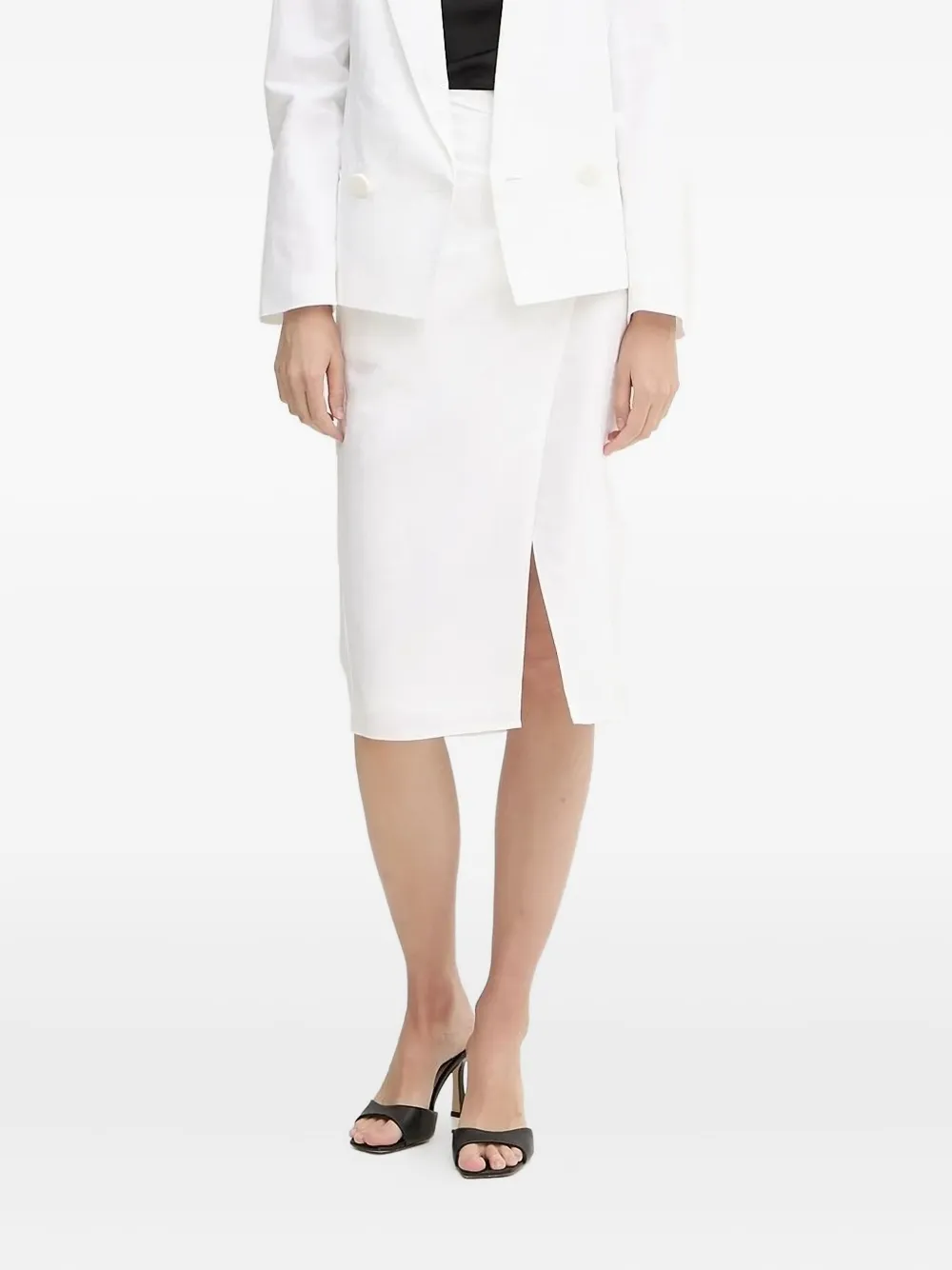 Armani Exchange Wrap-front Midi Skirt In White