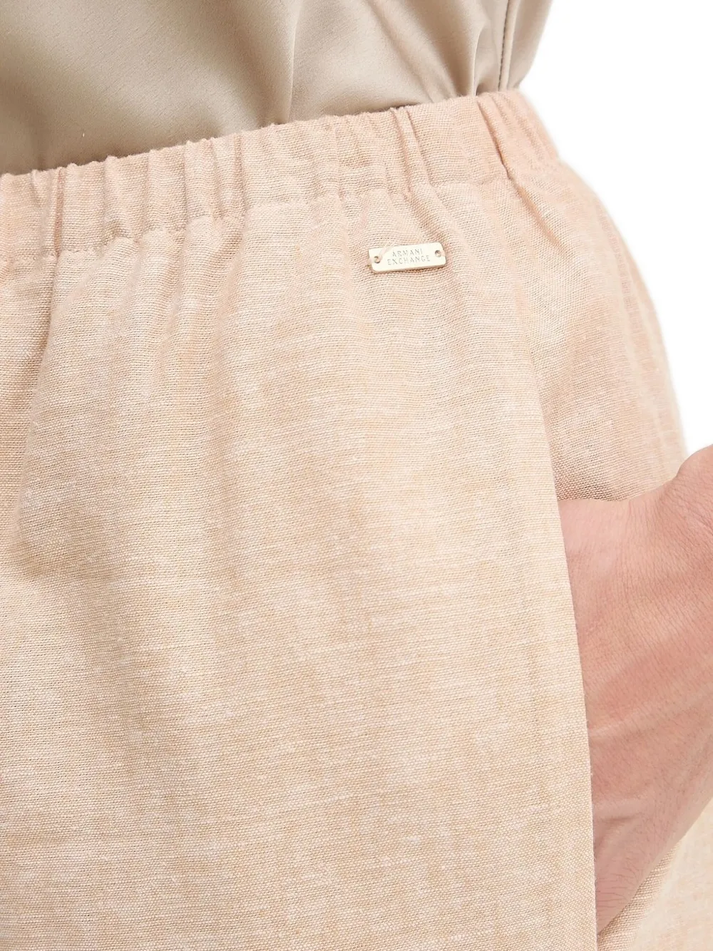Armani Exchange Elastic-waist Straight Trousers In Neutral