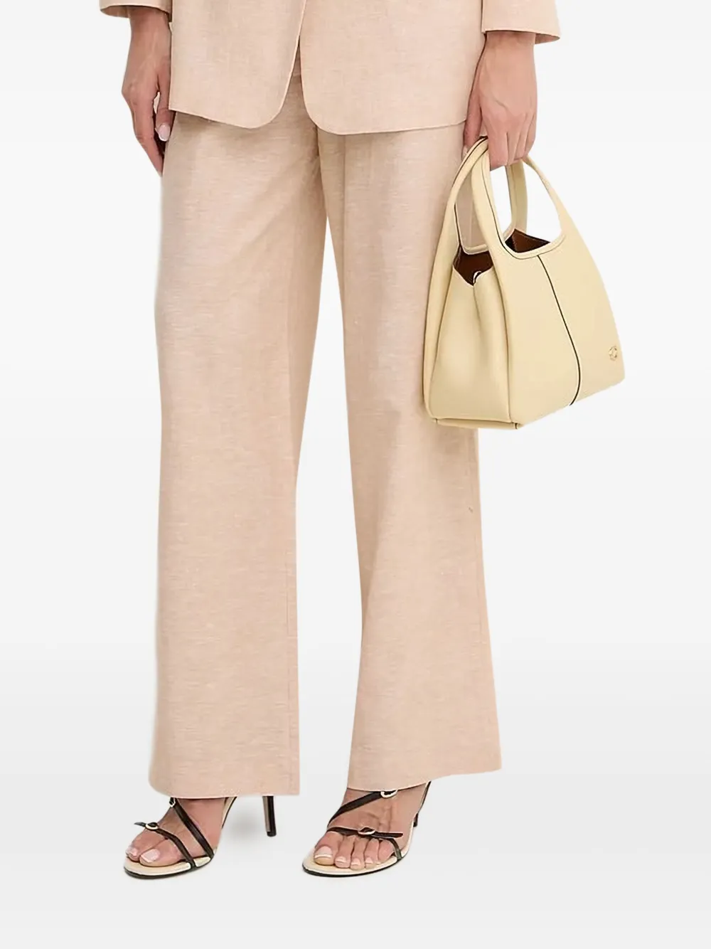 Armani Exchange Elastic-waist Straight Trousers In Neutral