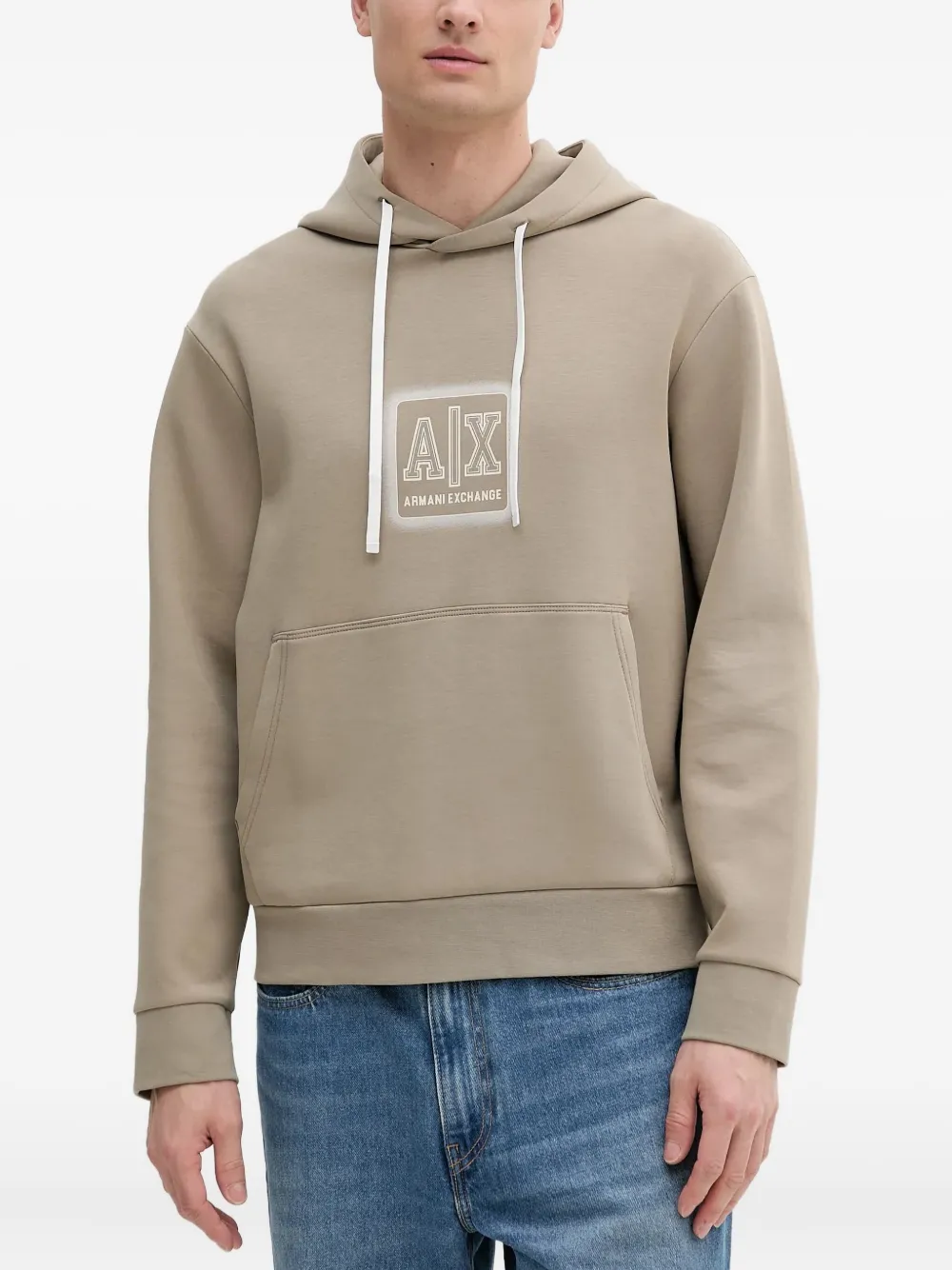 Armani Exchange logo-plaque hoodie | Neutrals | Image 1
