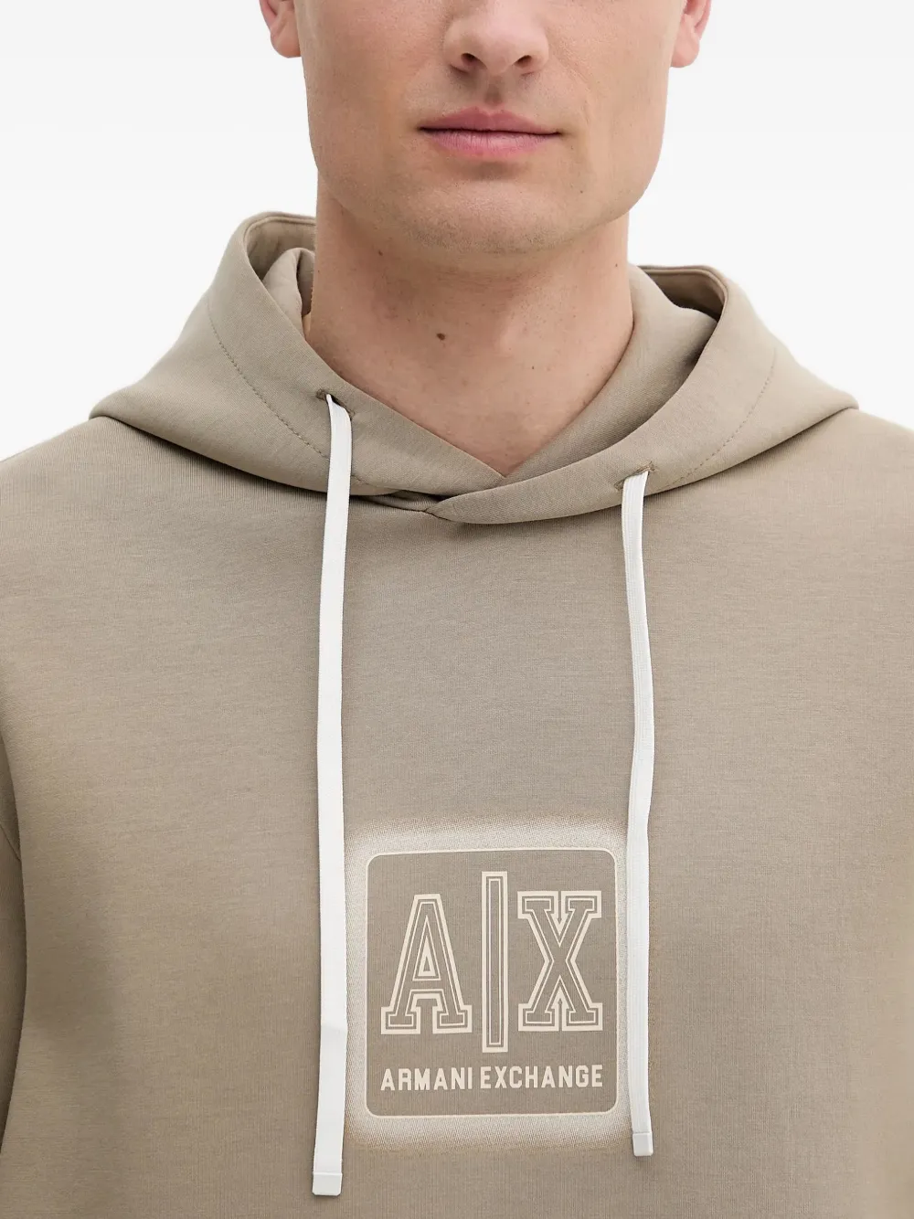 Armani Exchange Hoodie met logoplakkaat Beige