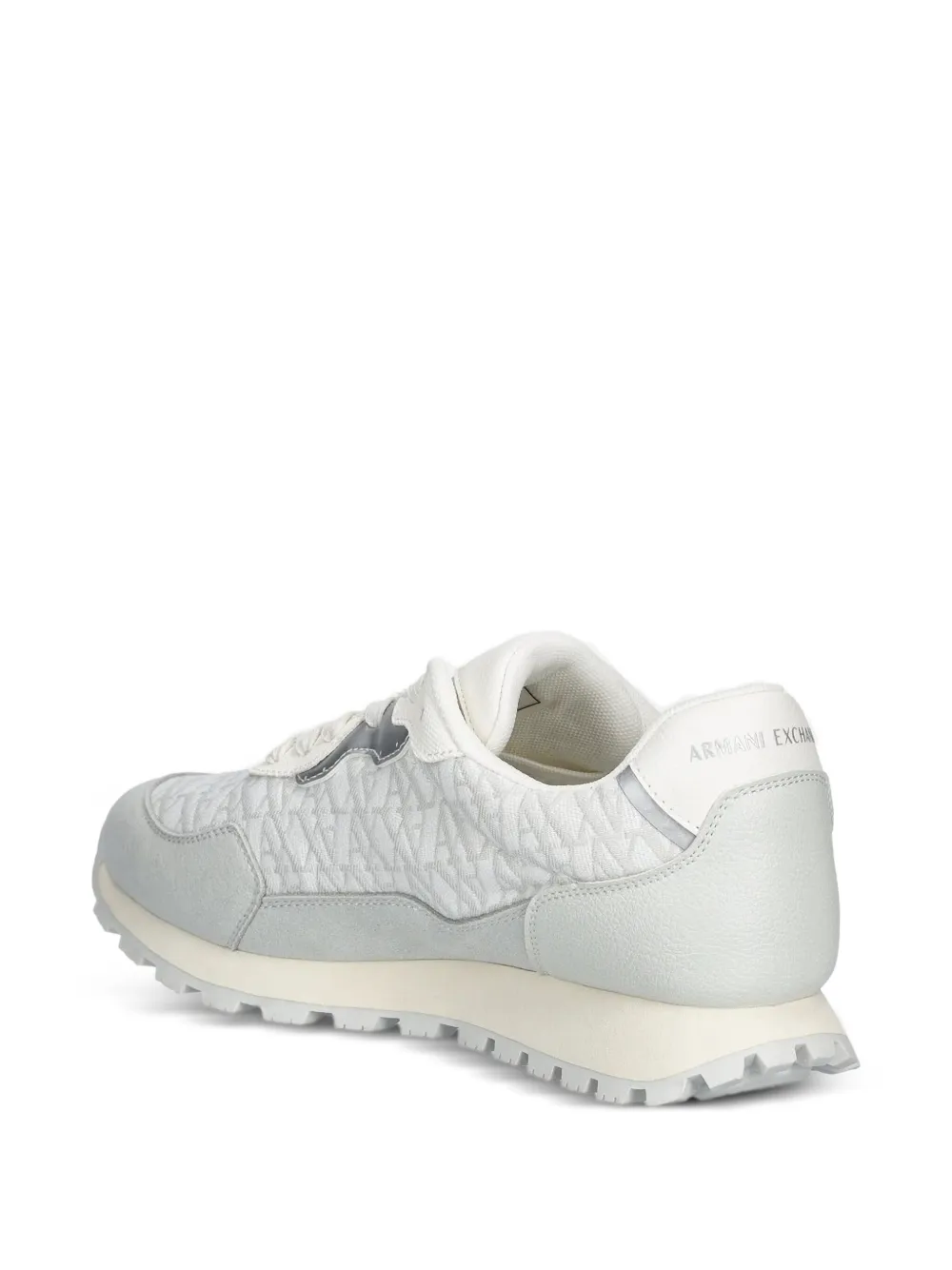 Armani Exchange Monogram-patterned Lace-up Sneakers In Gray