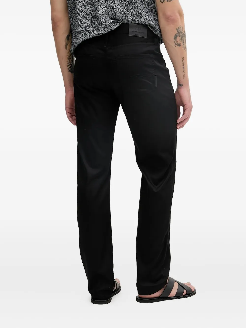 Armani Exchange Straight broek met logopatch - Zwart