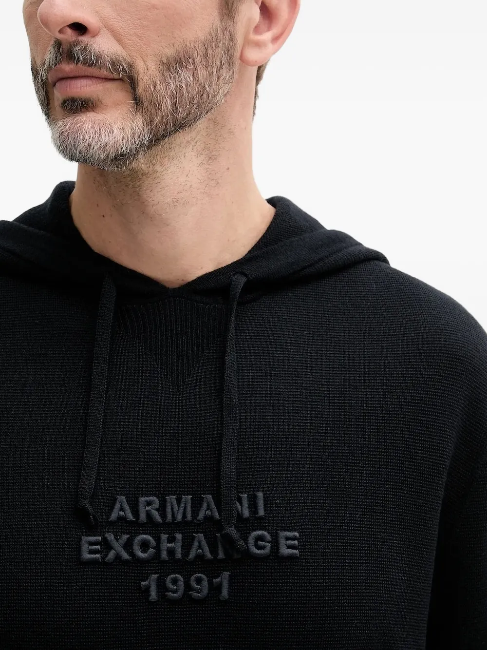 Armani Exchange logo-embroidered hoodie Blauw
