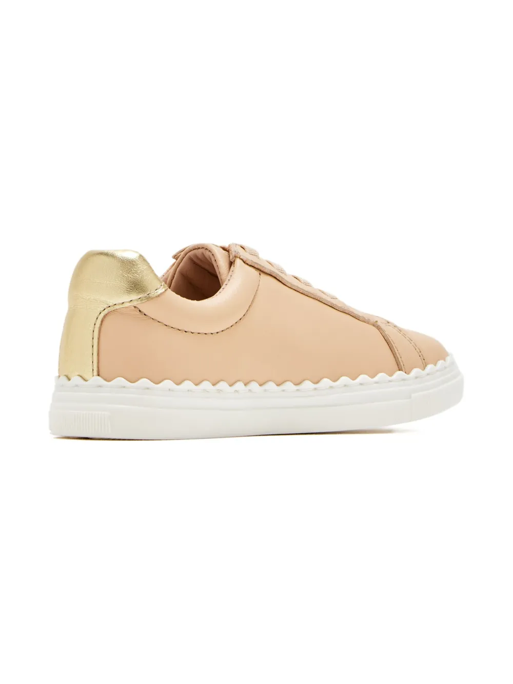 Chloé Kids scallop-trim leather sneakers Pink