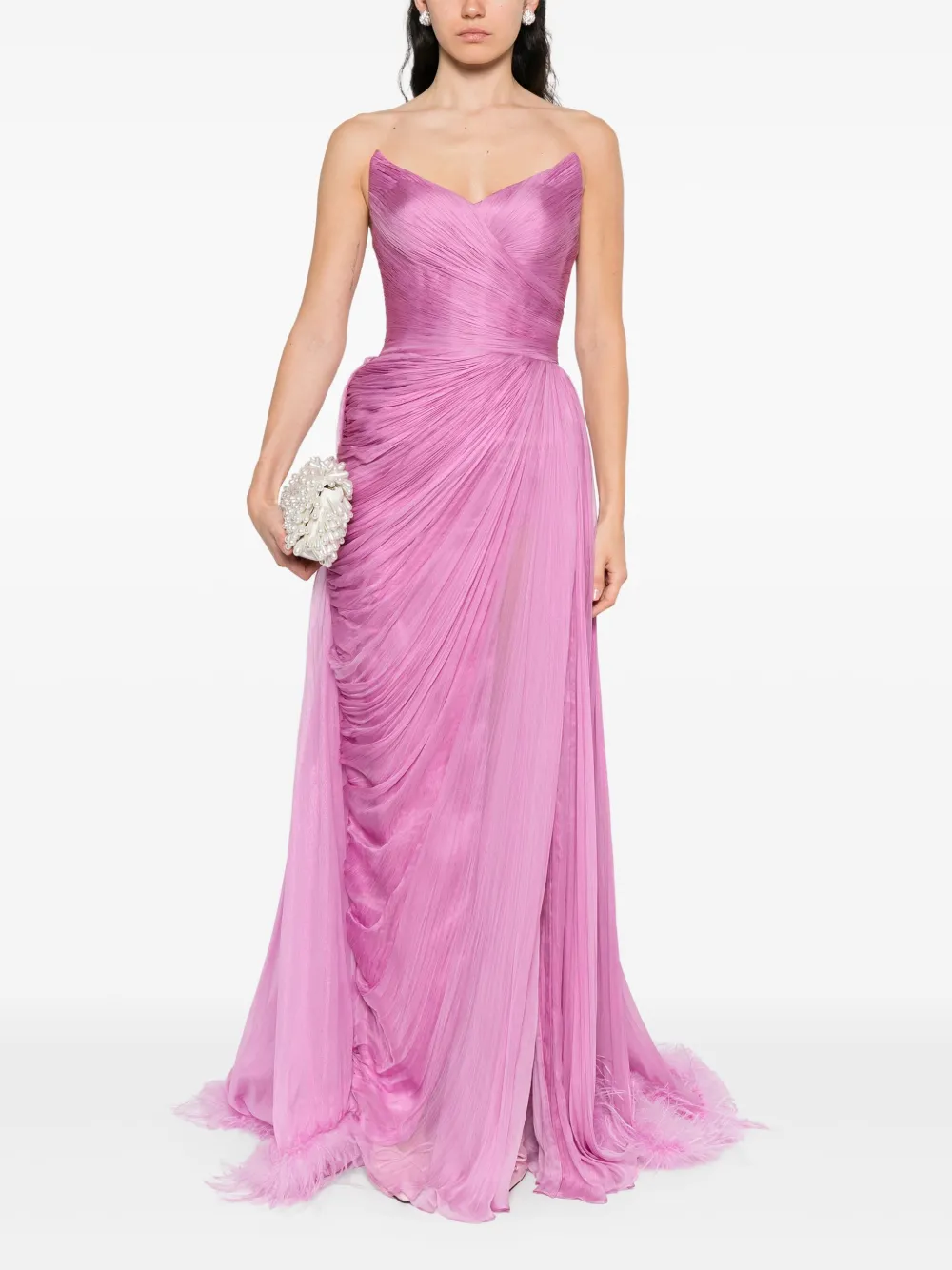 Iris Serban feather-trimmed pleated maxi dress | Evening Dresses | Image 2