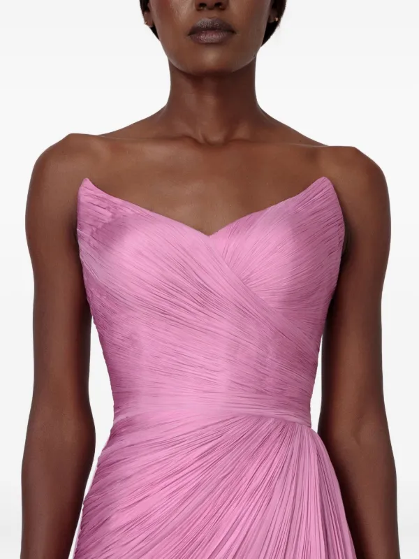 Iris Serban Feather-trimmed Pleated Maxi Dress - Pink